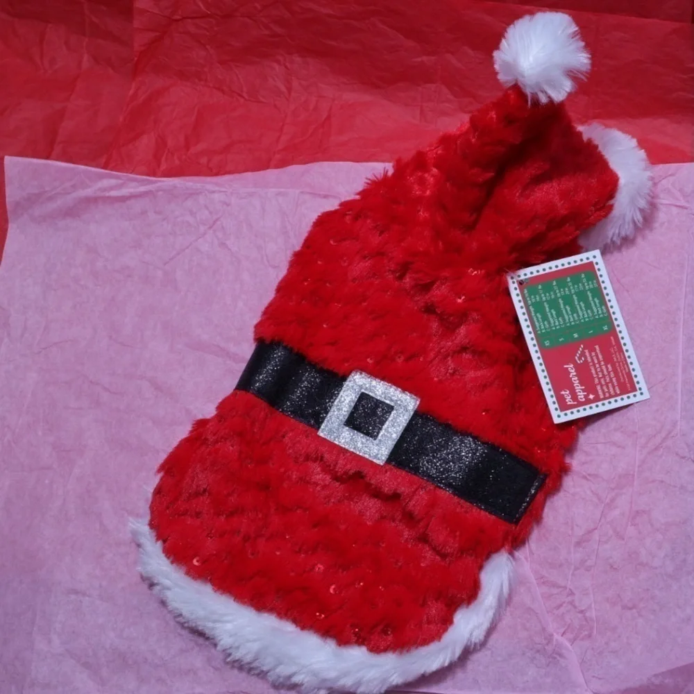 🅽🅴🆆 sparkly Santa Claus costume for teacup toy small dogs, XS